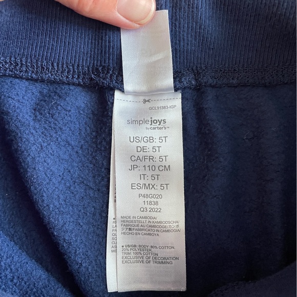 CARTER’S - Set of 2 - 5T Boys Light Gray and Navy Blue Pull on Fleece Pants EUC - Picture 8 of 10